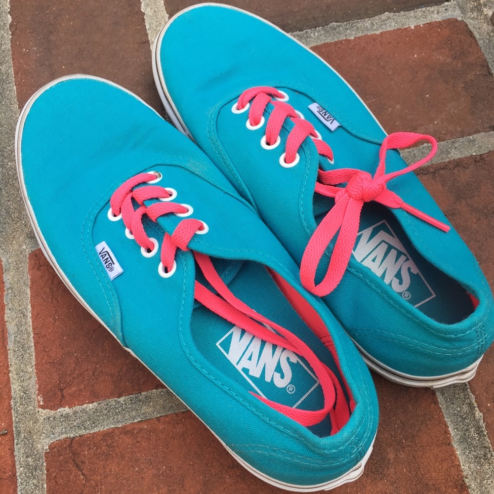 Bright Blue and Neon Pink Vans